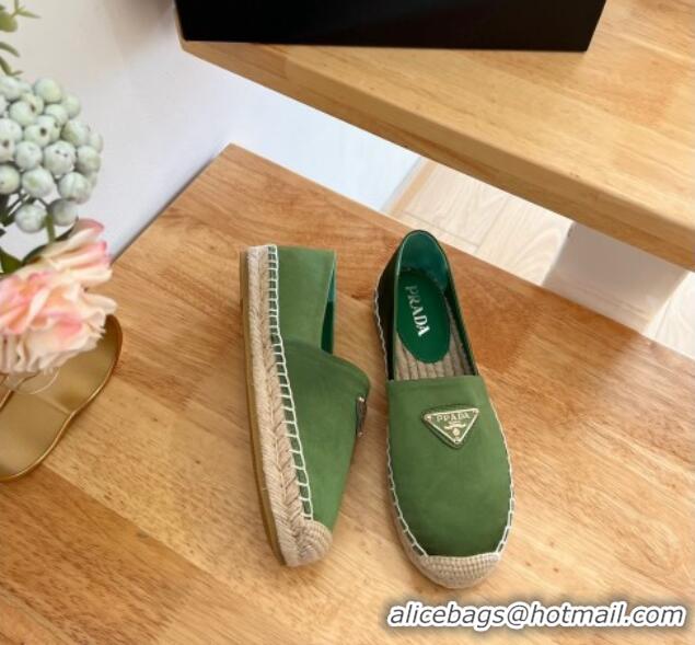 Good Quality Prada Logo Nylon Espadrilles Green 224113