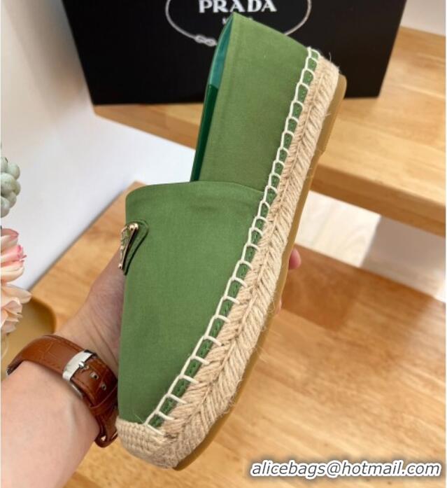 Good Quality Prada Logo Nylon Espadrilles Green 224113