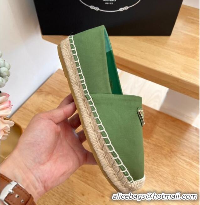 Good Quality Prada Logo Nylon Espadrilles Green 224113