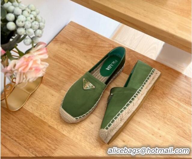 Good Quality Prada Logo Nylon Espadrilles Green 224113