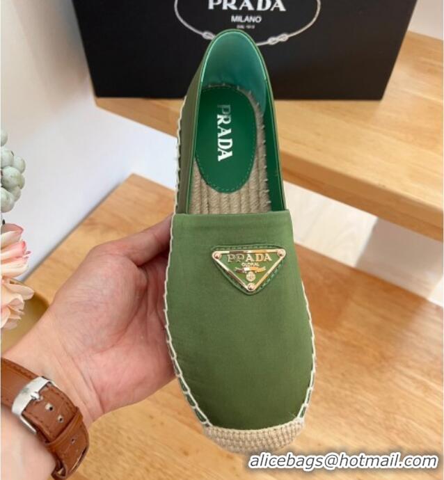 Good Quality Prada Logo Nylon Espadrilles Green 224113