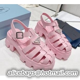 Best Price Prada Foam Rubber Platform Sandals 5.5cm Light Pink 426076