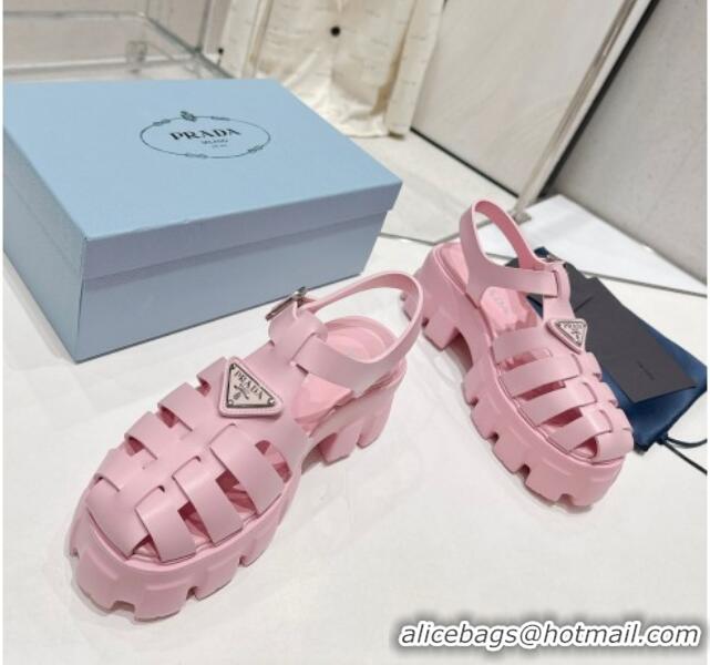 Best Price Prada Foam Rubber Platform Sandals 5.5cm Light Pink 426076