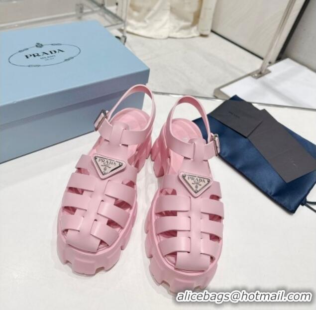 Best Price Prada Foam Rubber Platform Sandals 5.5cm Light Pink 426076