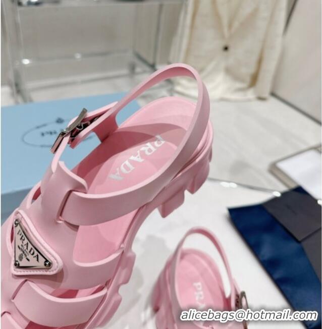 Best Price Prada Foam Rubber Platform Sandals 5.5cm Light Pink 426076