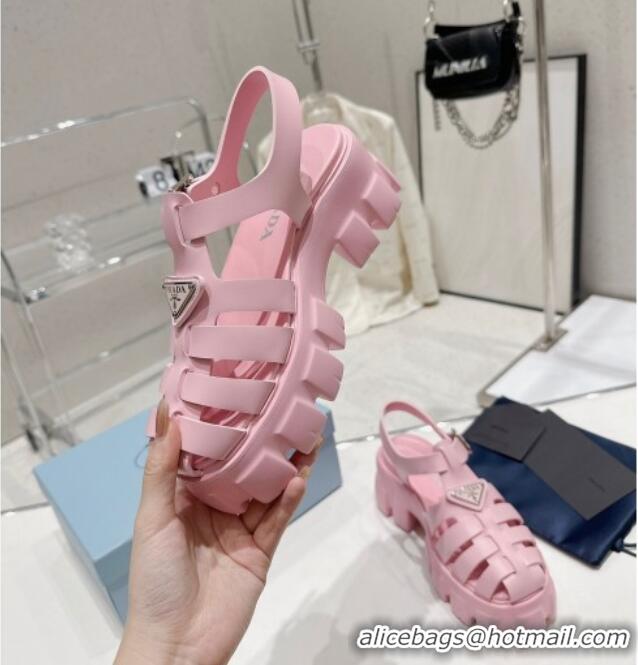 Best Price Prada Foam Rubber Platform Sandals 5.5cm Light Pink 426076