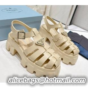 Purchase Prada Foam Rubber Platform Sandals 5.5cm Quartz Beige 426077