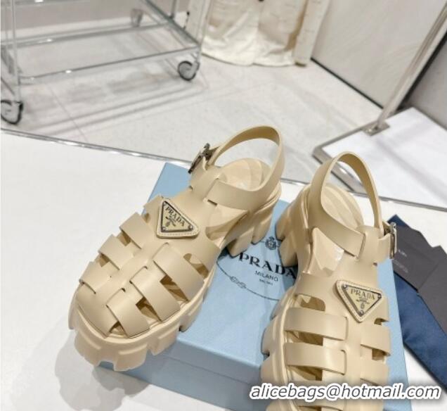 Purchase Prada Foam Rubber Platform Sandals 5.5cm Quartz Beige 426077