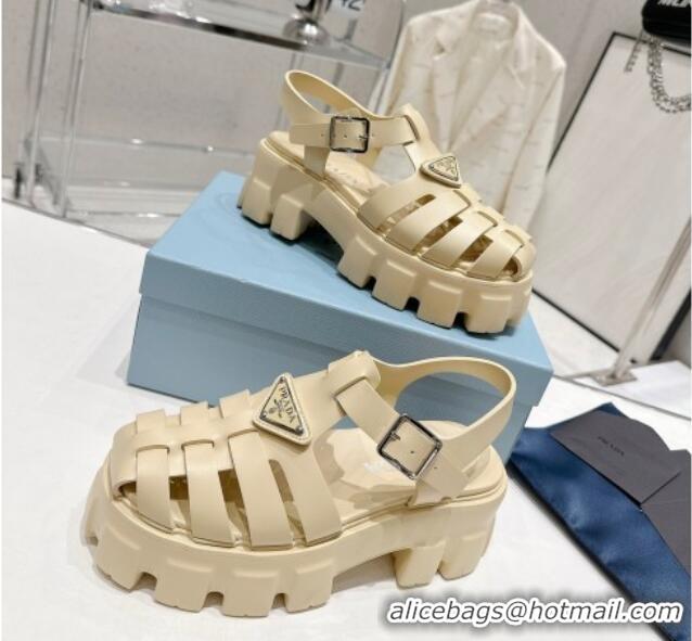 Purchase Prada Foam Rubber Platform Sandals 5.5cm Quartz Beige 426077