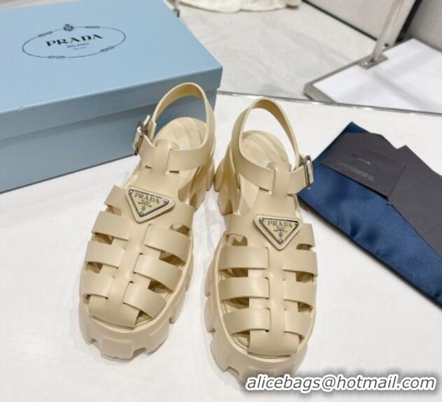 Purchase Prada Foam Rubber Platform Sandals 5.5cm Quartz Beige 426077