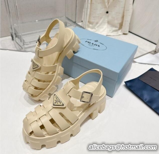 Purchase Prada Foam Rubber Platform Sandals 5.5cm Quartz Beige 426077