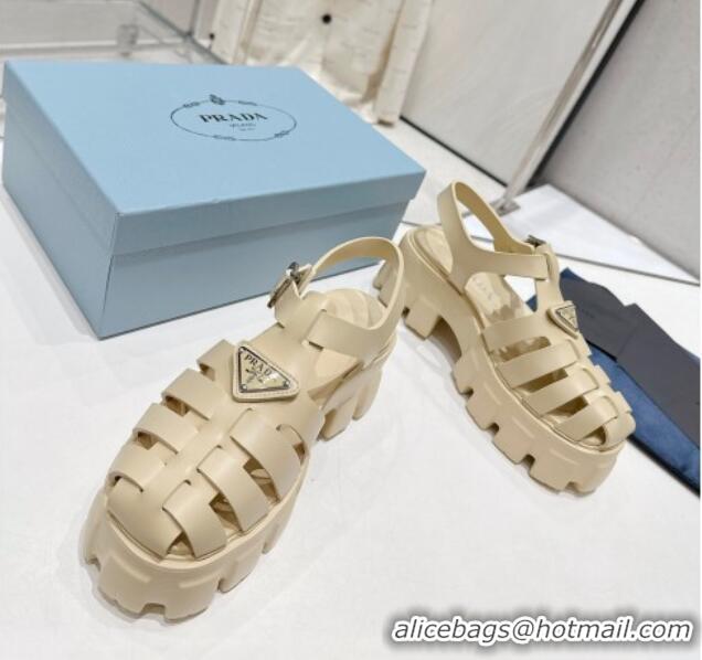 Purchase Prada Foam Rubber Platform Sandals 5.5cm Quartz Beige 426077