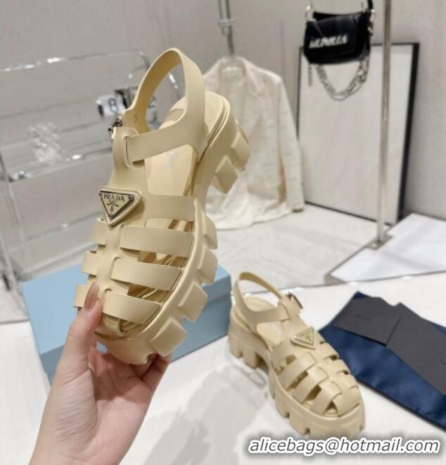 Purchase Prada Foam Rubber Platform Sandals 5.5cm Quartz Beige 426077