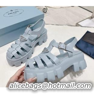 Grade Quality Prada Foam Rubber Platform Sandals 5.5cm Light Blue 426078