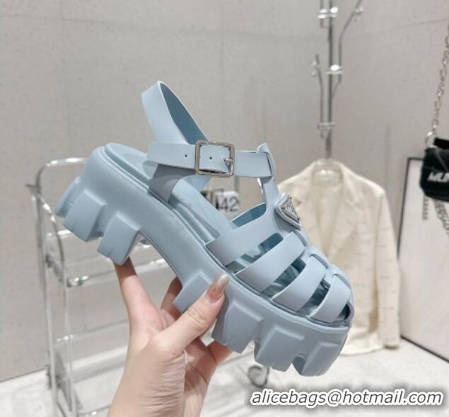 Grade Quality Prada Foam Rubber Platform Sandals 5.5cm Light Blue 426078