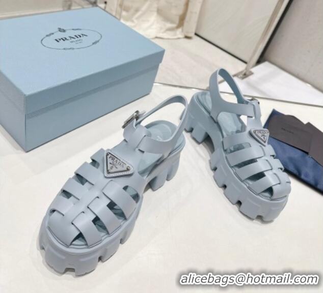 Grade Quality Prada Foam Rubber Platform Sandals 5.5cm Light Blue 426078