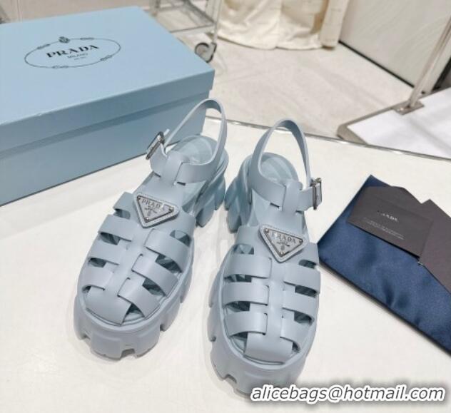 Grade Quality Prada Foam Rubber Platform Sandals 5.5cm Light Blue 426078