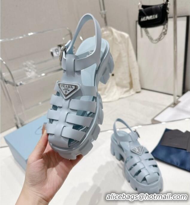 Grade Quality Prada Foam Rubber Platform Sandals 5.5cm Light Blue 426078