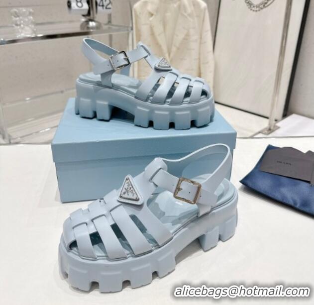 Grade Quality Prada Foam Rubber Platform Sandals 5.5cm Light Blue 426078