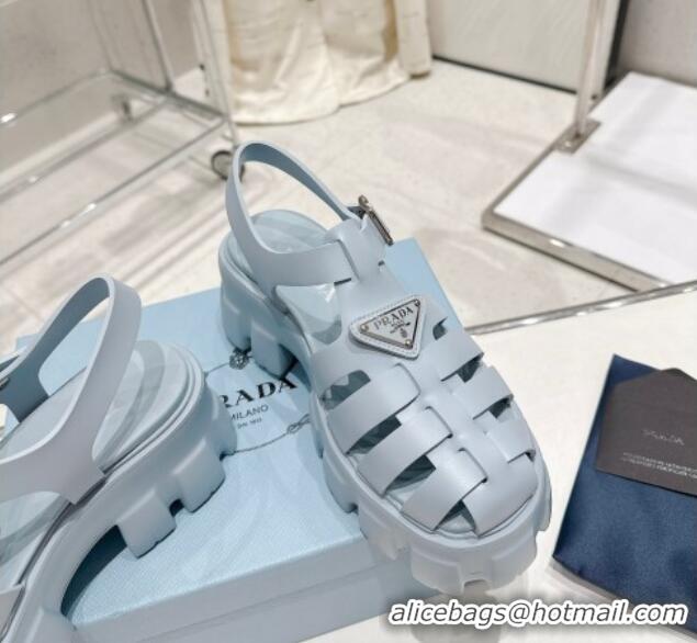 Grade Quality Prada Foam Rubber Platform Sandals 5.5cm Light Blue 426078