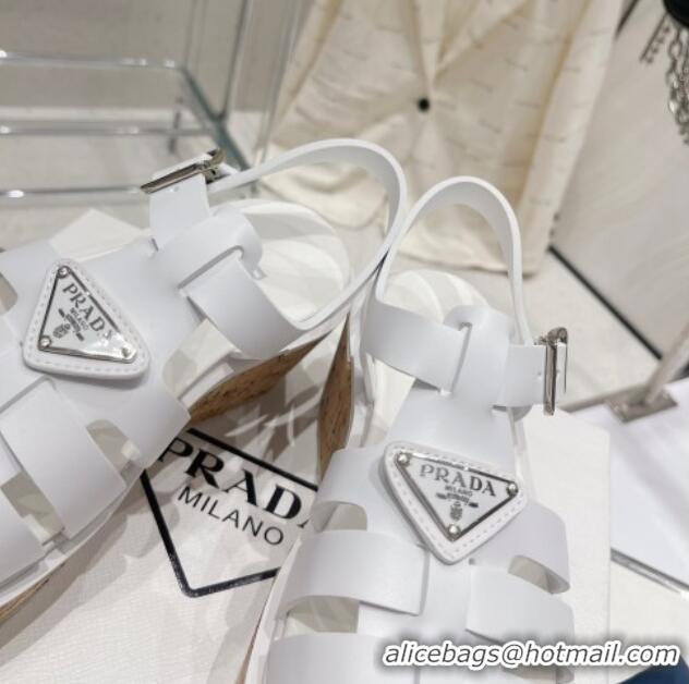 Best Product Prada Foam Rubber Wedge Sandals White 353121