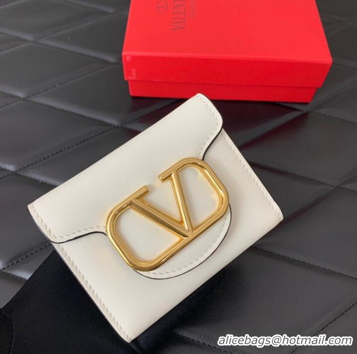 Unique Grade VALENTINO Calfskin Wallet 4138 white