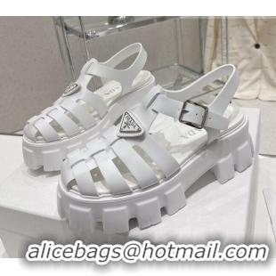 Discount Prada Foam Rubber Flatform Sandals 5.5cm Heel White 353136