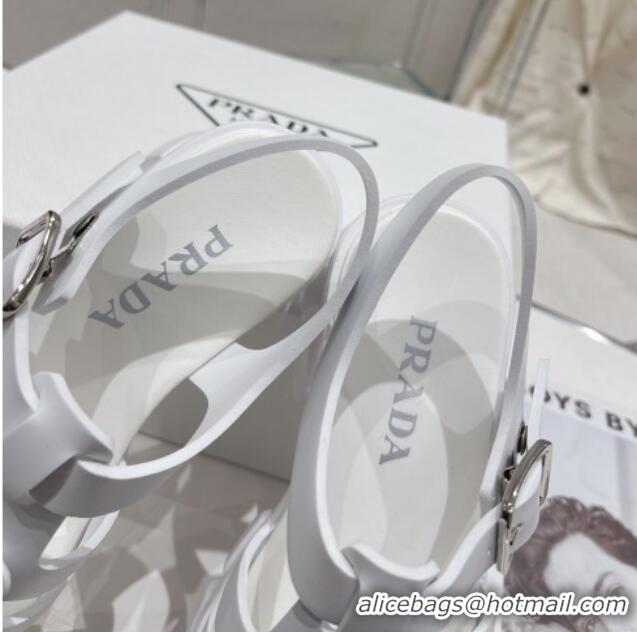 Discount Prada Foam Rubber Flatform Sandals 5.5cm Heel White 353136