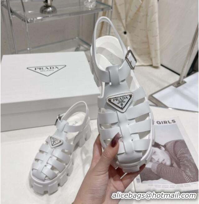 Discount Prada Foam Rubber Flatform Sandals 5.5cm Heel White 353136