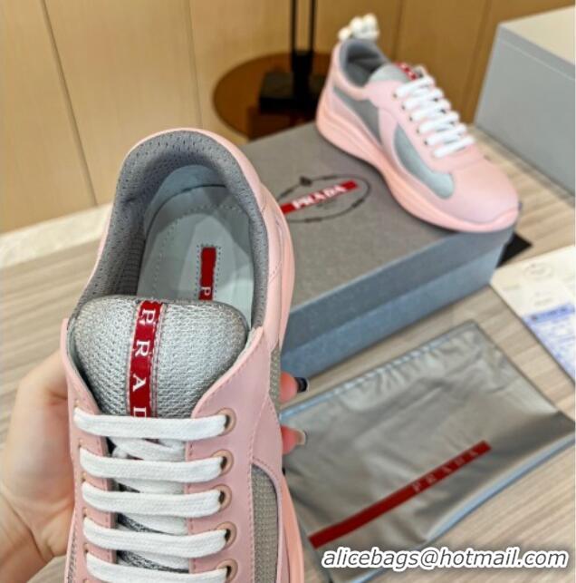 Good Product Prada Men's America's Cup Soft Rubber and Bike Fabric Sneakers Light Pink 0609105