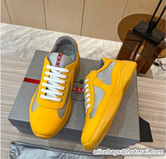 Charming Prada Men's America's Cup Soft Rubber and Bike Fabric Sneakers Yellow 609109