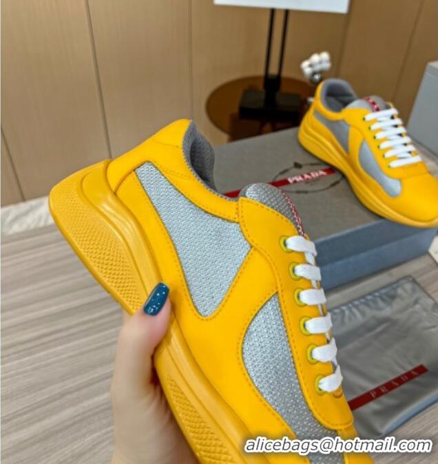 Charming Prada Men's America's Cup Soft Rubber and Bike Fabric Sneakers Yellow 609109