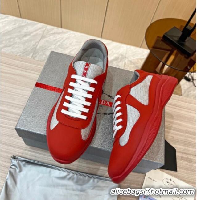 Purchase Prada Men's America's Cup Soft Rubber and Bike Fabric Sneakers Red 609110