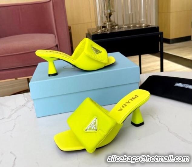 Popular Style Prada Soft Padded Nappa Leather Heel Slide Sandals 6.5cm Yellow 609113