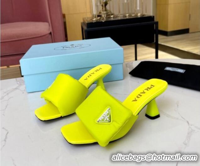 Popular Style Prada Soft Padded Nappa Leather Heel Slide Sandals 6.5cm Yellow 609113