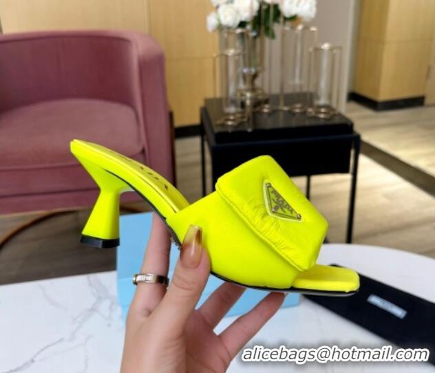 Popular Style Prada Soft Padded Nappa Leather Heel Slide Sandals 6.5cm Yellow 609113