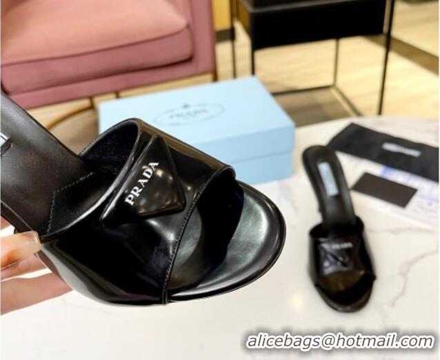 Purchase Prada Brushed Leather Slide Sandals 9.5cm Black 609123