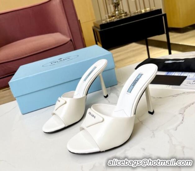 Pretty Style Prada Brushed Leather Slide Sandals 9.5cm White 609125