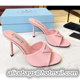 Unique Style Prada Brushed Leather Slide Sandals 9.5cm Pink 609126