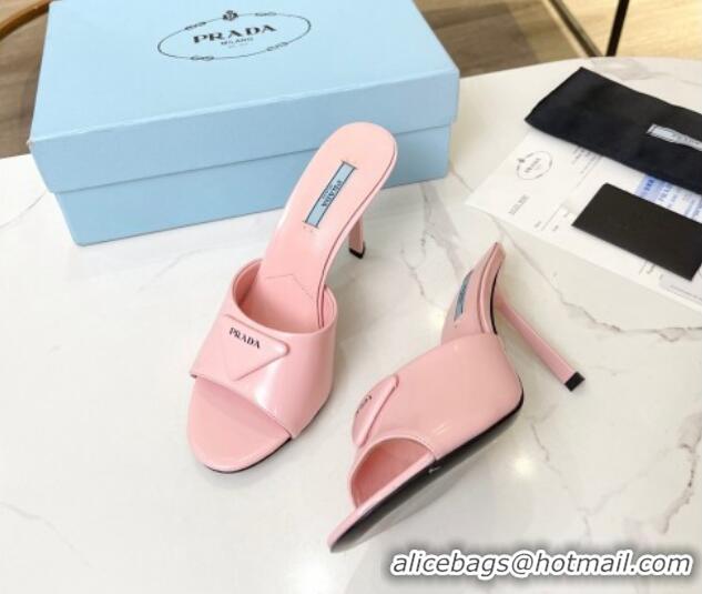 Unique Style Prada Brushed Leather Slide Sandals 9.5cm Pink 609126