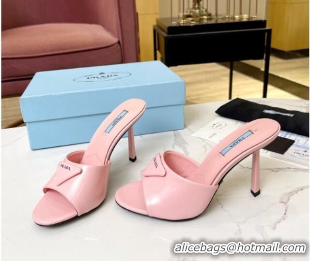 Unique Style Prada Brushed Leather Slide Sandals 9.5cm Pink 609126