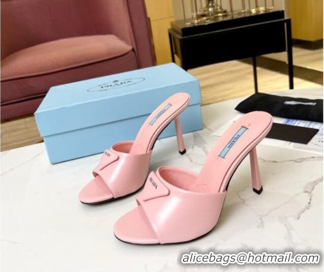 Unique Style Prada Brushed Leather Slide Sandals 9.5cm Pink 609126