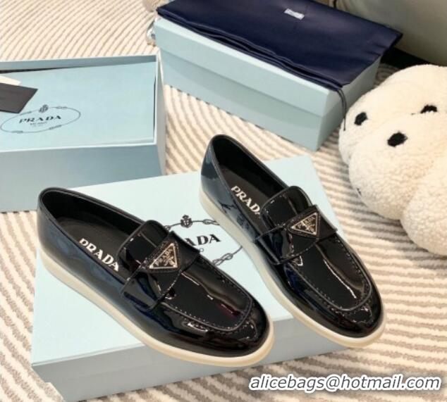 Unique Style Prada Patent Leather Loafers Black 1D222N 612108