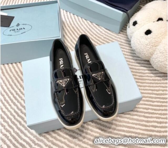 Unique Style Prada Patent Leather Loafers Black 1D222N 612108