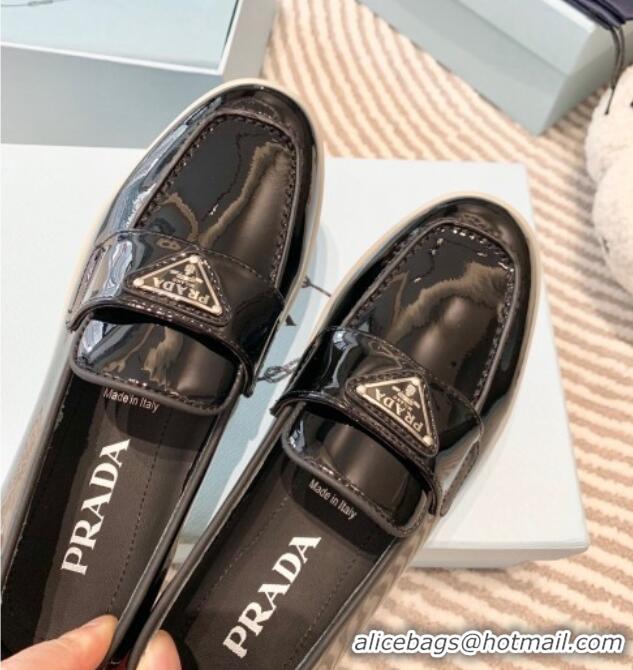 Unique Style Prada Patent Leather Loafers Black 1D222N 612108