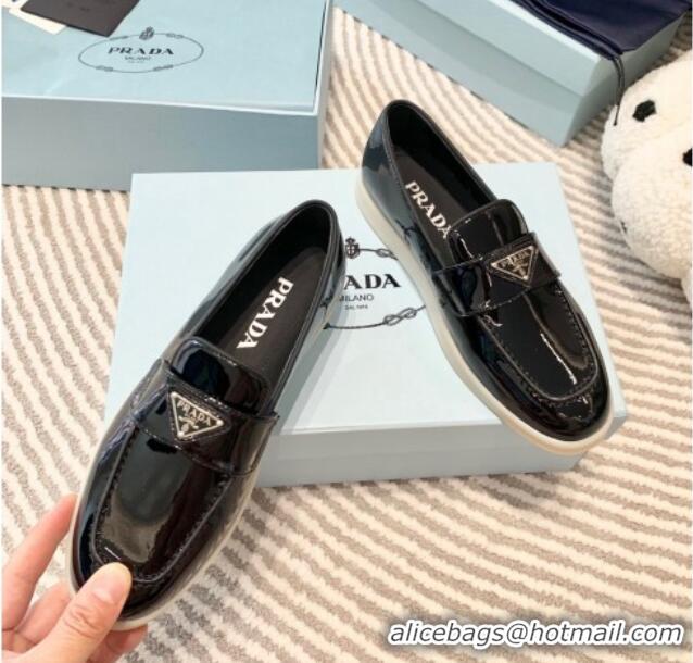 Unique Style Prada Patent Leather Loafers Black 1D222N 612108