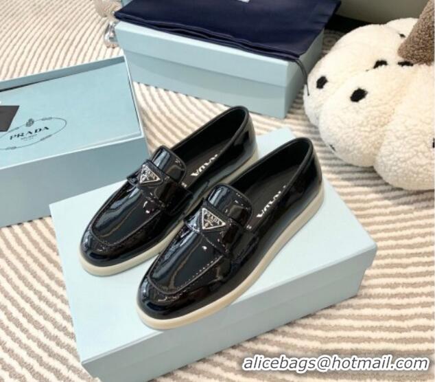 Unique Style Prada Patent Leather Loafers Black 1D222N 612108