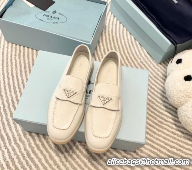 Best Product Prada Patent Leather Loafers White 1D222N 612109