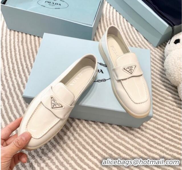 Best Product Prada Patent Leather Loafers White 1D222N 612109