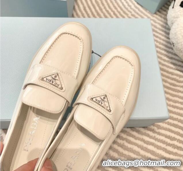 Best Product Prada Patent Leather Loafers White 1D222N 612109